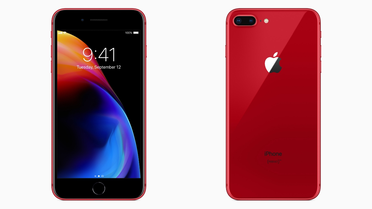 iPhone 8 及 8 Plus 的 (PRODUCT)RED 版本，機面全黑，紅黑配搭非常美觀。
