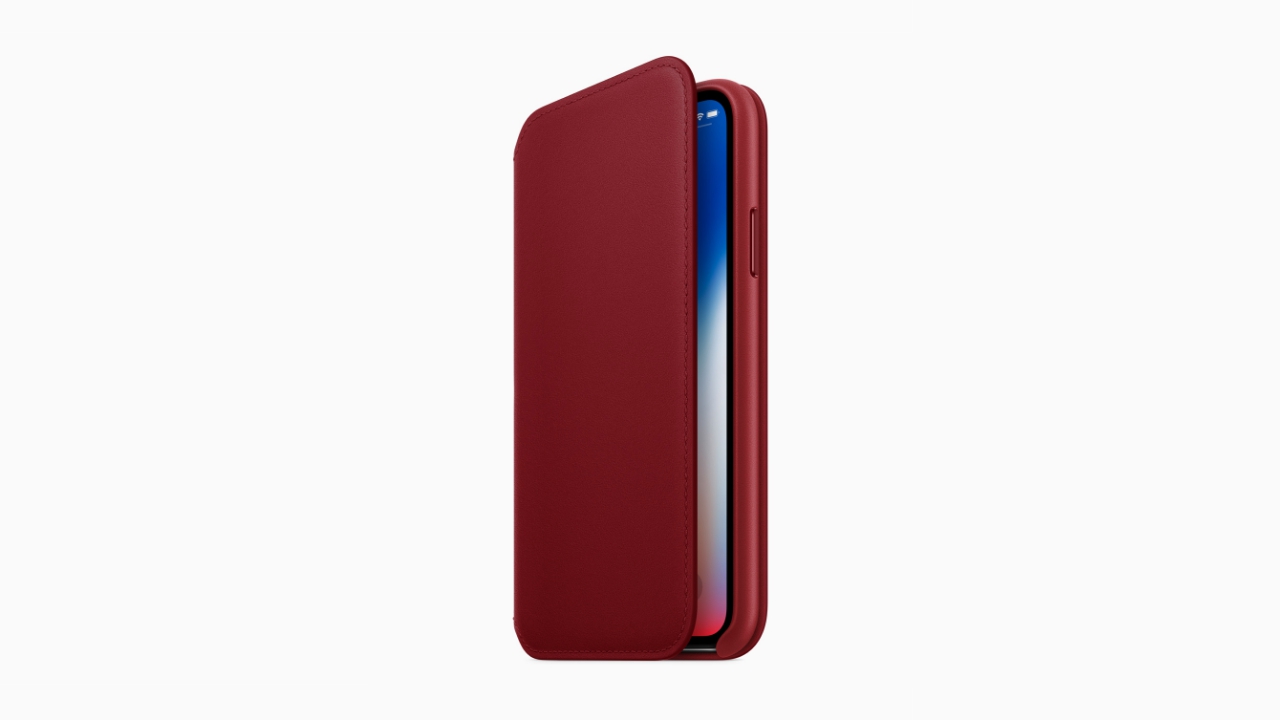 iPhone X 沒有紅色版本，但推出了 (PRODUCT)RED 的 Flip Leather Case。