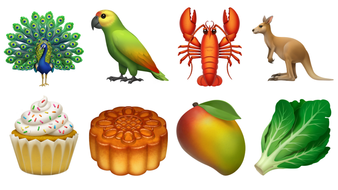 更多動物及食物符號，例如龍蝦、孔雀及月餅等等